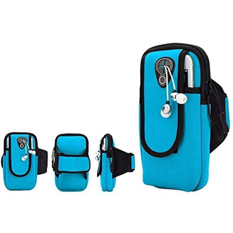 Rubik Blue Universal Cell Phone Armband Pouch with Adjustable Band & Key Holder, RABLBL-01