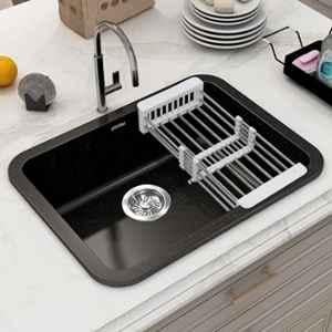 Plantex 18X24 inch Charcoal Black Matt German Engineered Technology Quartz Sink For Kitchen/UV Protected Kitchen Sink/Single Bowle Sink For Home