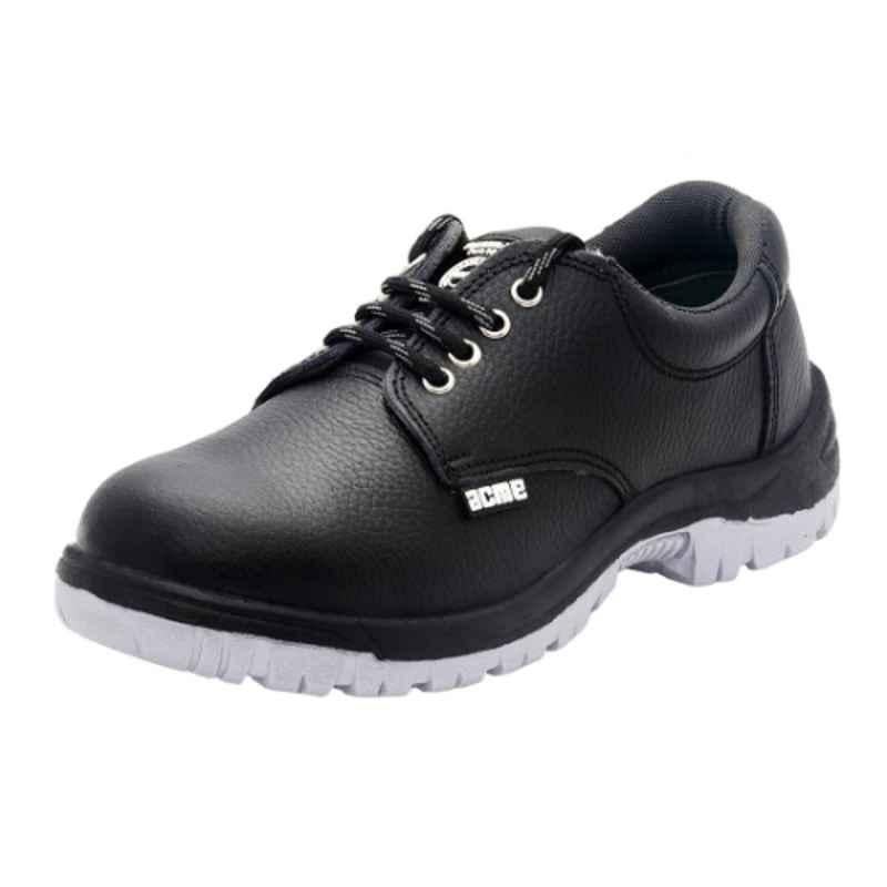 Acme Trends AP-25 Leather Low Ankle�Steel Toe Black Work Safety Shoes, Size: 7