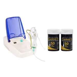 Control D 100 Pcs Blood Glucose Test Strips & Prime Nebulizer Combo