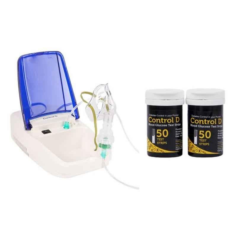 Control D 100 Pcs Blood Glucose Test Strips & Prime Nebulizer Combo