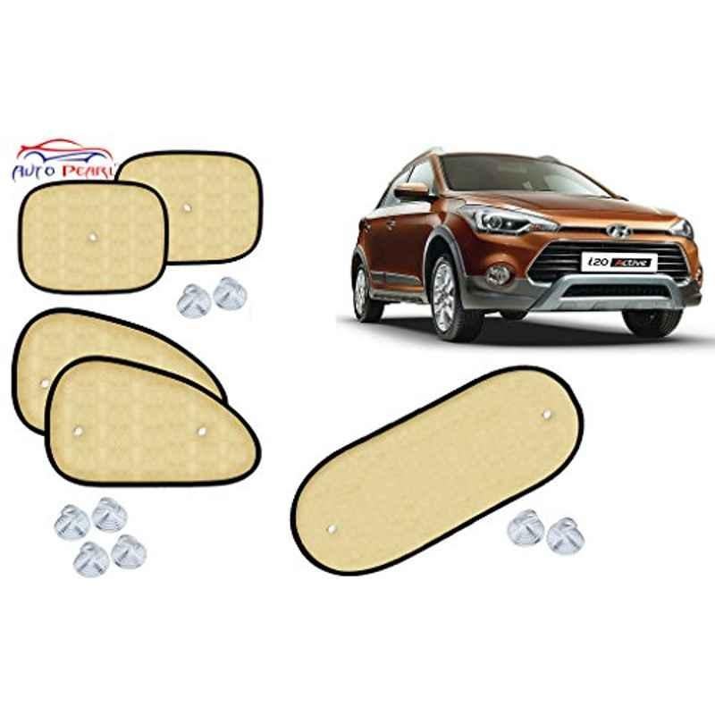 Auto Pearl 5 Pcs PVC & Mesh Beige Window & Rear Sun Shade Set for Hyundai i20 Active