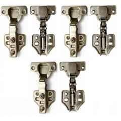 Onmax 6 Pcs 160g Mild Steel 0 Crank Full Overlay Soft Close Fix Plate Door Hinge with Fix Plate Set, MSSCHFIX 160-0N2