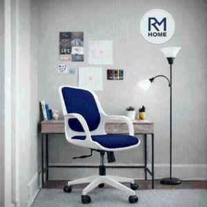 RM HOME Sharko Fabric Medium Back Blue Ergonomic Chair