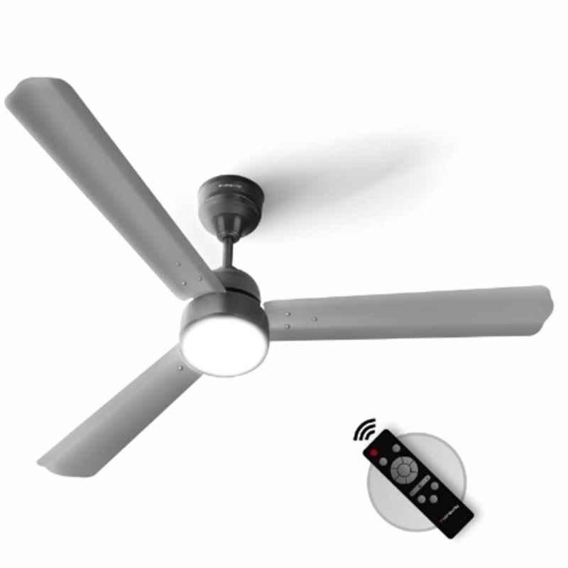 Longway Elansia 28W 400rpm BEE 5 Star Steel Gray BLDC Ceiling Fan with Remote Control, LED Light & 5 Years Warranty, Sweep: 1200 mm
