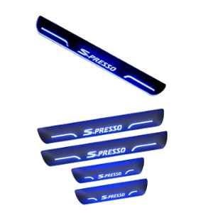 Car Accessories Hub 4 Pcs Acrylic Black Sill Scuff Plate Set with Blue LED for Maruti Suzuki Spresso All Model