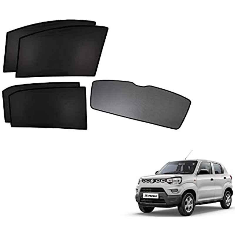 Kozdiko 5 Pcs Polyester Black Non Magnetic Window & Rear Sun Shades Set for Maruti Suzuki S-Presso