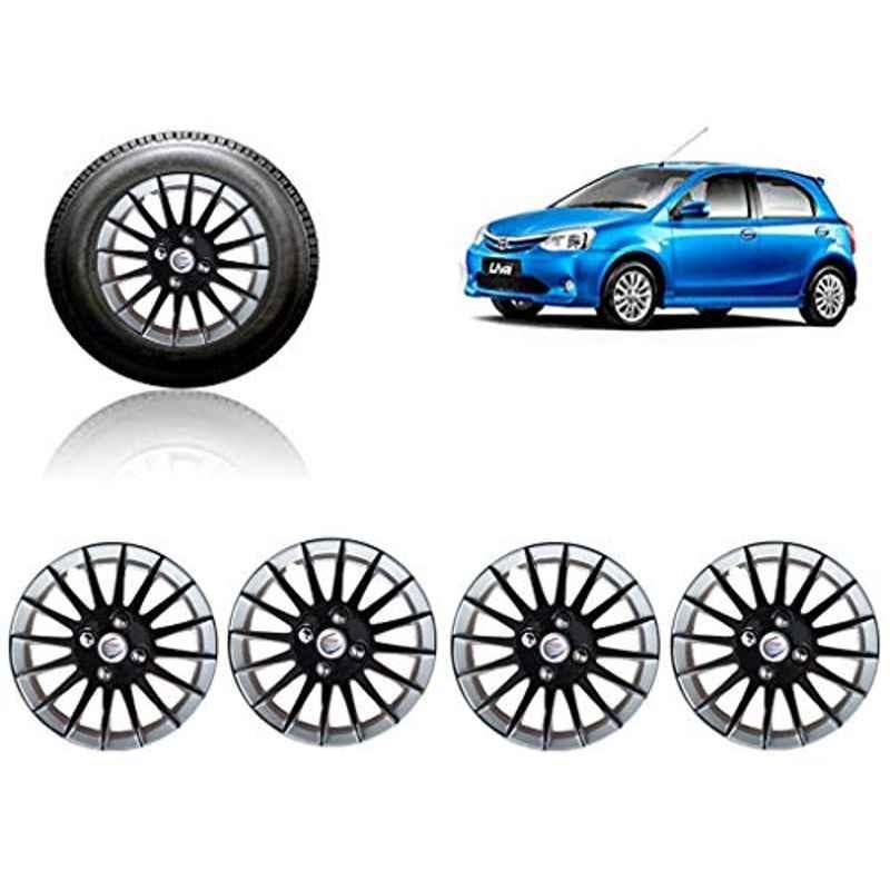 Auto Pearl 4 Pcs 14 inch ABS Black & Silver Car Wheel Cover Set for Toyota Etios Liva