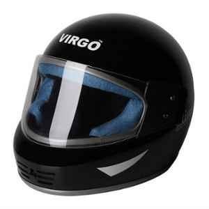Virgo Airzed Full Face Dark Black Glossy Clear Helmet, Size (Medium, 58 cm)