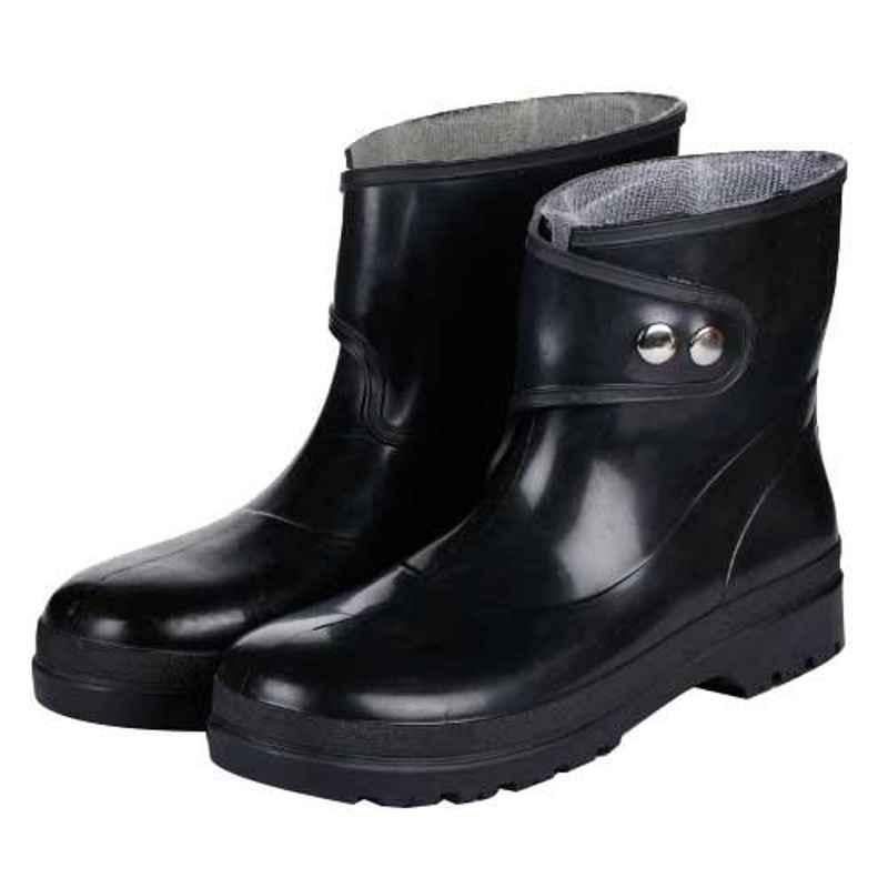 Liberty Freedom Raingear-E Rubber Black Safety Work Gumboots with Strap Button, Size: 7