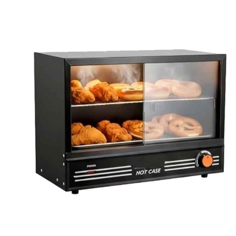 Khushi Udyog 750W 43x60x25cm Glass & Metal Black Hot Case Petiz Oven with Sliding Door