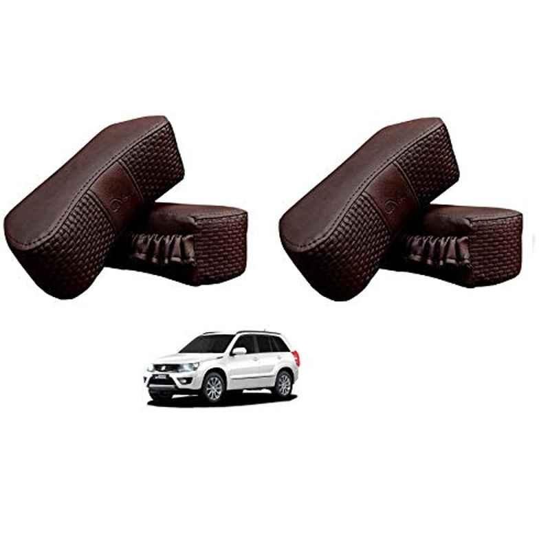 Kozdiko 4 Pcs CV Designer Cola Leatherite Neck Rest Car Cushion Pillow Set for Maruti Suzuki Grand Vitara