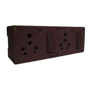 Gold Coast 6/16A Polycarbonate Brown Double Switch Socket Combined Box, 2135-BR