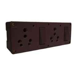 Gold Coast 6/16A Polycarbonate Brown Double Switch Socket Combined Box, 2135-BR