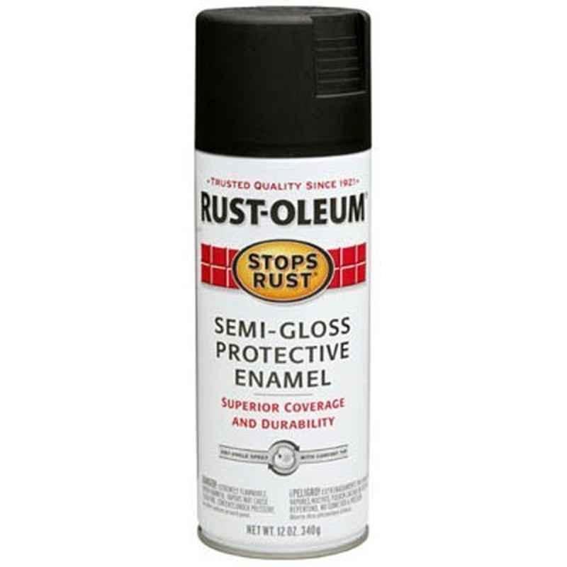 Rust-Oleum Stops Rust 12 Oz Black Semi Gloss Protective Enamel Spray Paint