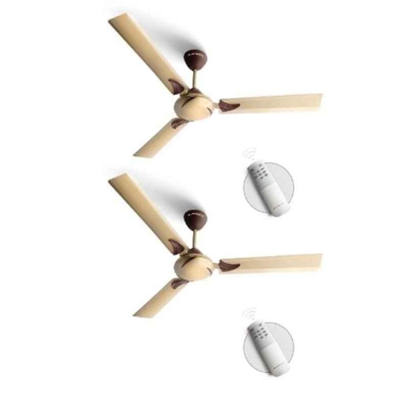 Longway Creta 50W Golden 3 Blade Remote Controlled Ceiling Fan, Sweep: 1200 mm (Pack of 2)