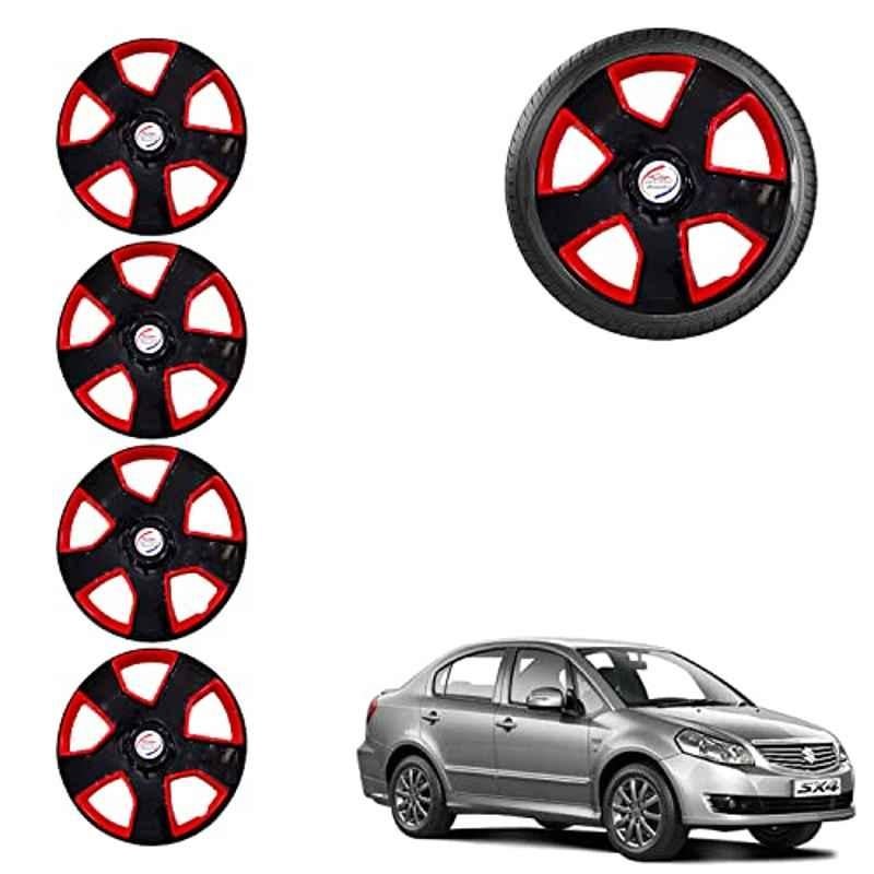 Auto Pearl 4 Pcs 15 inch ABS Black & Red Car Wheel Cover Set for Maruti Suzuki SX4