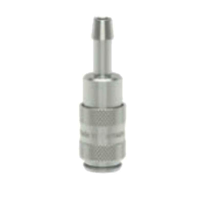 Ludcke 5mm Plated ESMCN 5 T Single Shut Off Micro Quick Connect Coupling with Hose Barb, Length: 35 mm