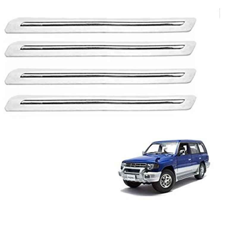 Kozdiko 4 Pcs PVC White Car Bumper Protector Set with Chrome Strip for Mitsubishi Pajero