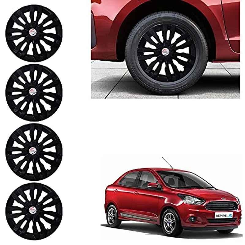 Auto Pearl 4 Pcs 14 inch ABS Black Wheel Cover Set for Ford Figo Aspire