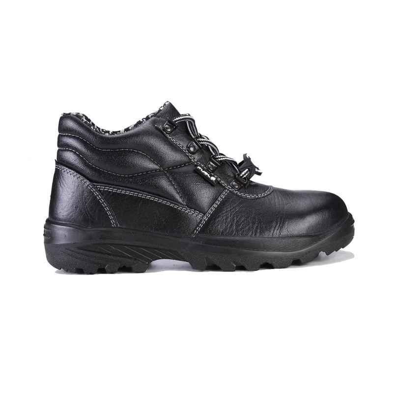 Fuel Squad H/C Black Leather Steel Toe Safety Shoes, 619-8105, Size: 9