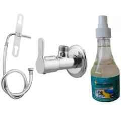Senkiddpro Stainless Steel Chrome Finish Wall Mounted Angle Cock Set with Jet Spray & Tap Cleaner