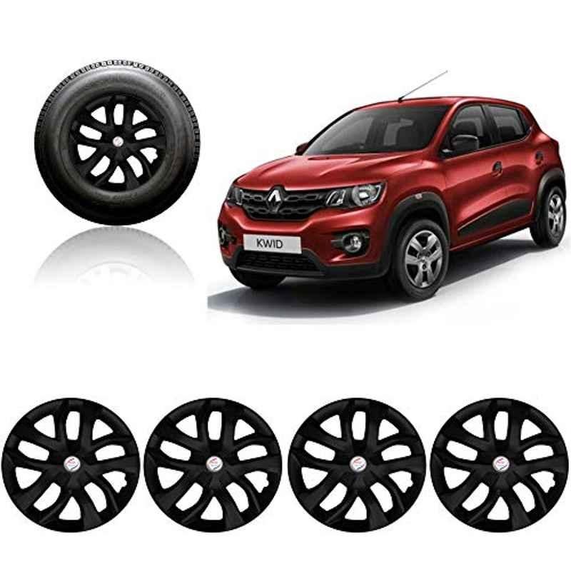 Auto Pearl 4 Pcs 13 inch ABS Black Wheel Cover Set for Renault Kwid