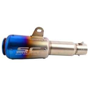 RA Accessories Black SC Project Long Silencer Exhaust for Triumph Rocket III Roadster-Blue