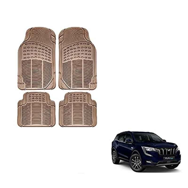 Kozdiko 4 Pcs Rubber Beige Car Simple Mat Set for Mahindra XUV 700