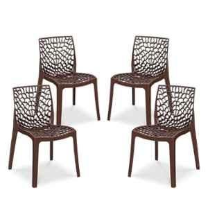 Maharaja Wave 43x79.5x49cm Plastic Brown Outdoor Chair without Arm Rest (Pack of 4)