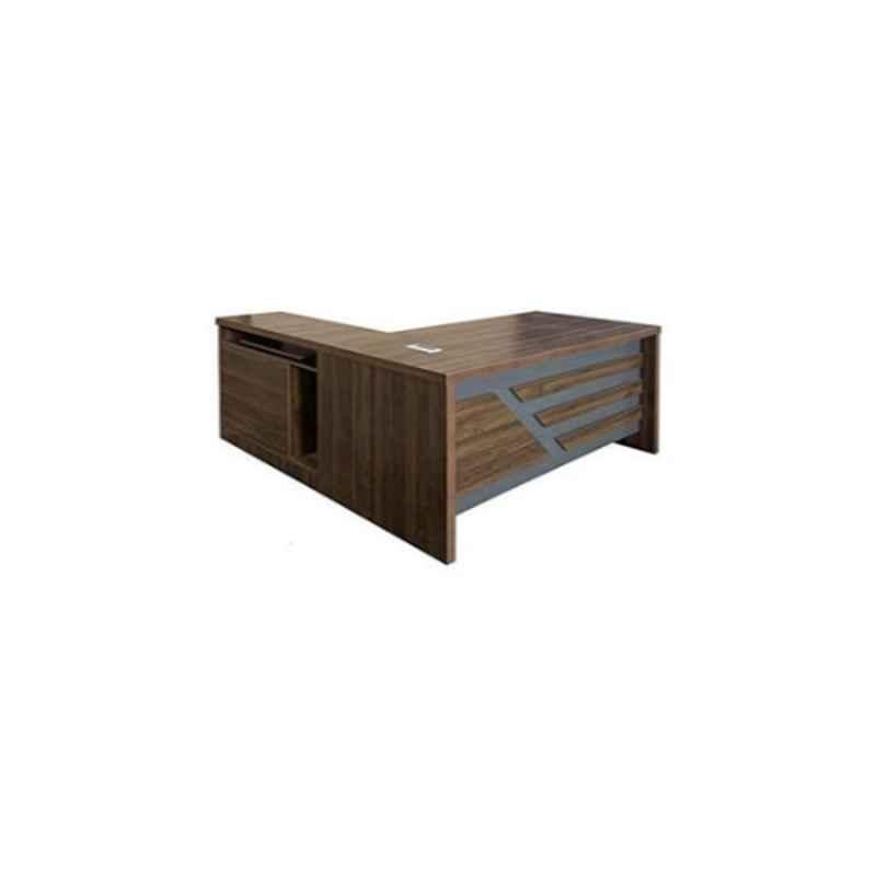 75x180x160cm Wooden Walnut Modern Executive Desk