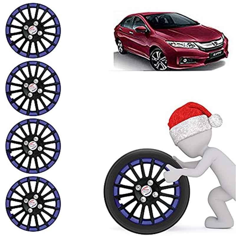 Auto Pearl 4 Pcs 15 inch ABS Black & Blue Car Wheel Cover Set for Honda City Ivtec