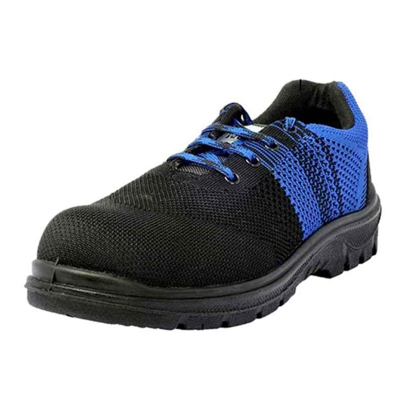 Vaultex SPO Steel Toe Black & Blue Lightweight Sporty Safety Shoes, Size: 41