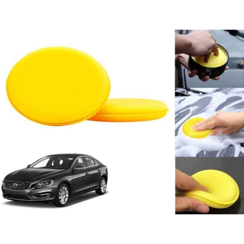 Auto Pearl Polyurethane Beige Washing & Waxing Polish Foam Sponge for VolvoS60 (Pack of 2)