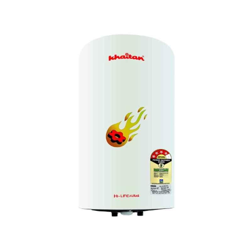 Khaitan Hi-Life Auras 2000W 25L White 4 Star Storage Water Heater with Advanced 3 Level Safety