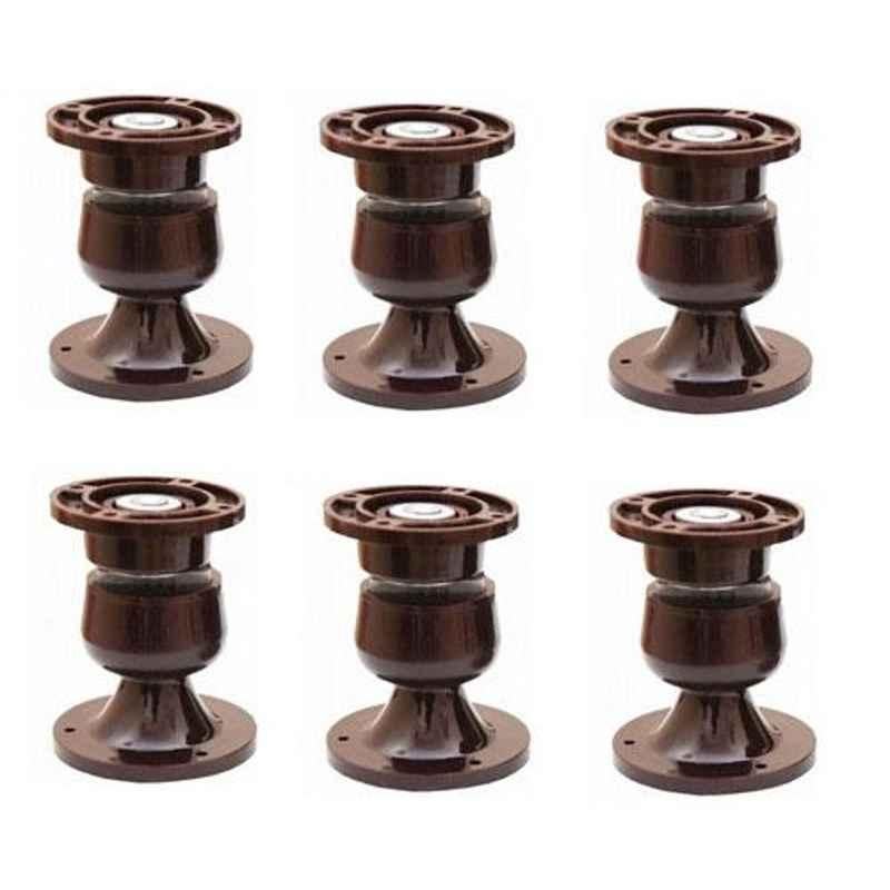 Nixnine Plastic Brown Magnetic Door Stopper, NO-5_BRN_6PS_A (Pack of 6)