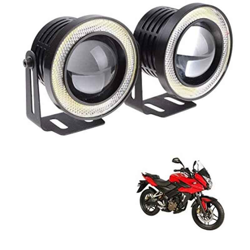 Kozdiko 2 Pcs 15W 3.5 inch High Power White LED Projector COB Fog Light Set with White Angel Eye Ring for Bajaj Pulsar As 220, koz_88302