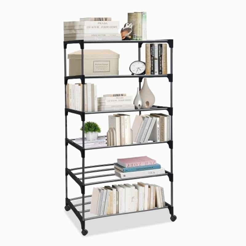 Philoshop 6 Tier Metal Polished Shoe Rack with Wheels
