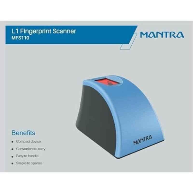 Mantra MFS110 L1 Biometric Single Fingerprint Scanner Aadhaar Authentication Device with Latest Updated RD Service for High Security & Fast Scanning