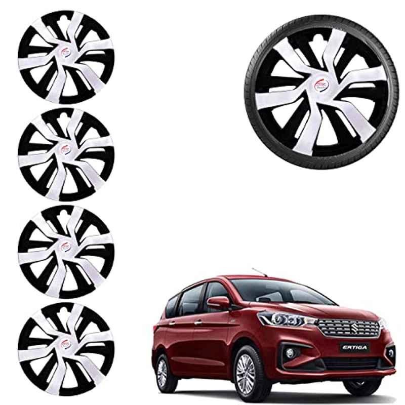 Auto Pearl 4 Pcs 15 inch ABS Black & White Car Wheel Cover Set for Maruti Suzuki Ertiga 2018