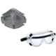 3M 1621 Poly Carbonate Grey Combo of Safety Goggles & Mask for Chemical Splash