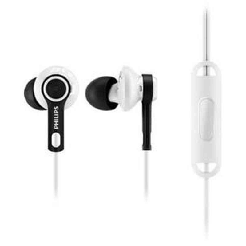 Philips White In Ear ActionFit Sports Headphones With Mic SHQ2305WS