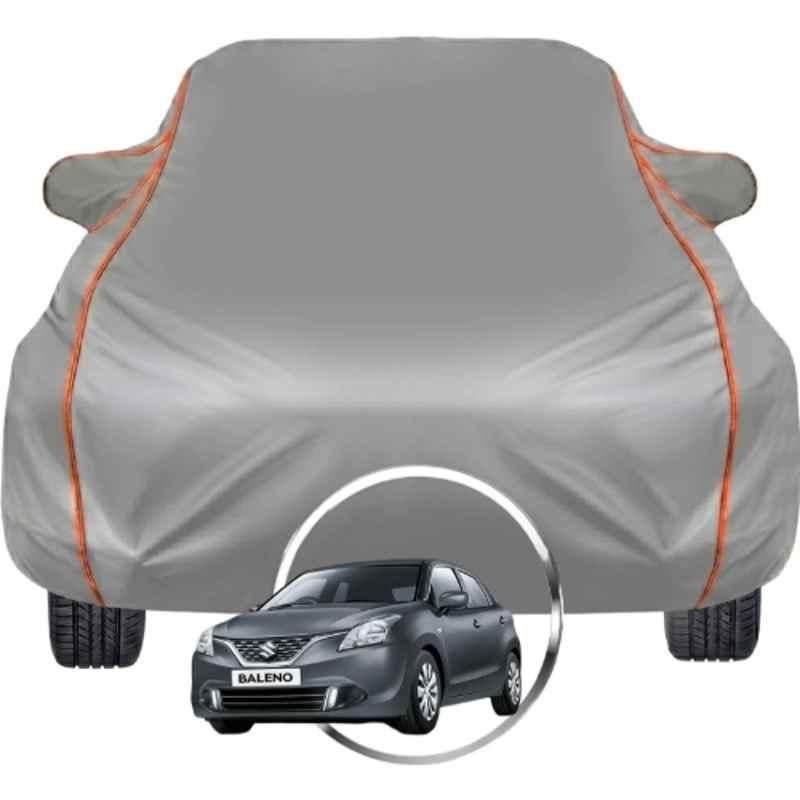 Allextreme Polyester Grey Car Cover with Triple Stitched Reflective Piping for Maruti Nexa Baleno Fits All Model & Year, MS-BALENO-BLK