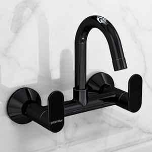 Plantex Pure Brass Sink Mixer Tap Hot & Cold with Water Saving Aerator/360 deg Swivel Spout fo Sink Tap with Brass Wall Flange-7 Year Warranty Plantex (ORN-214-Black)