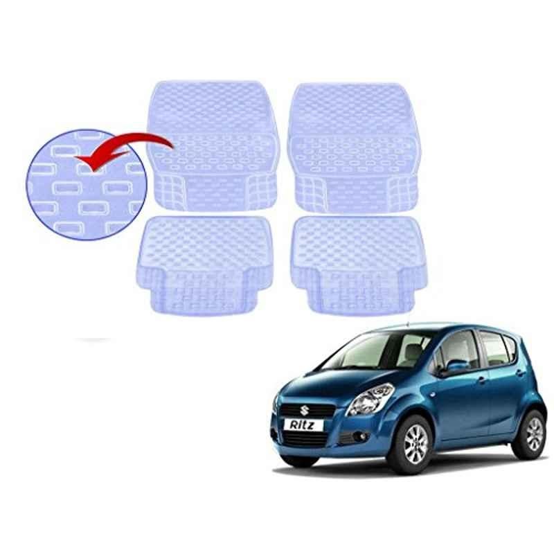 Kozdiko 93043 4 Pcs Rubber & PVC Clear Car Floor Mat Set for Maruti Suzuki Ritz