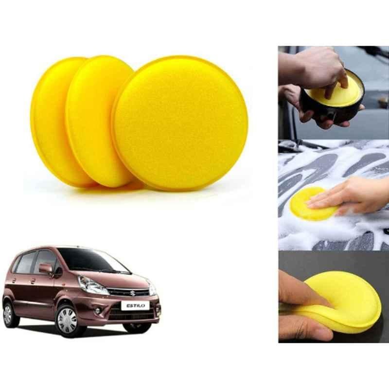 Auto Pearl Polyurethane Beige Washing & Waxing Polish Foam Sponge for Estilo T1 2009-2014 (Pack of 3)