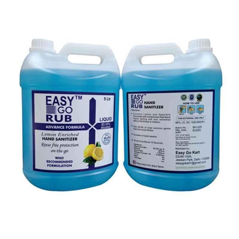 Easy Go Rub 5L 83% Ethyl Alcohol Liquid Based Hand Sanitizer
