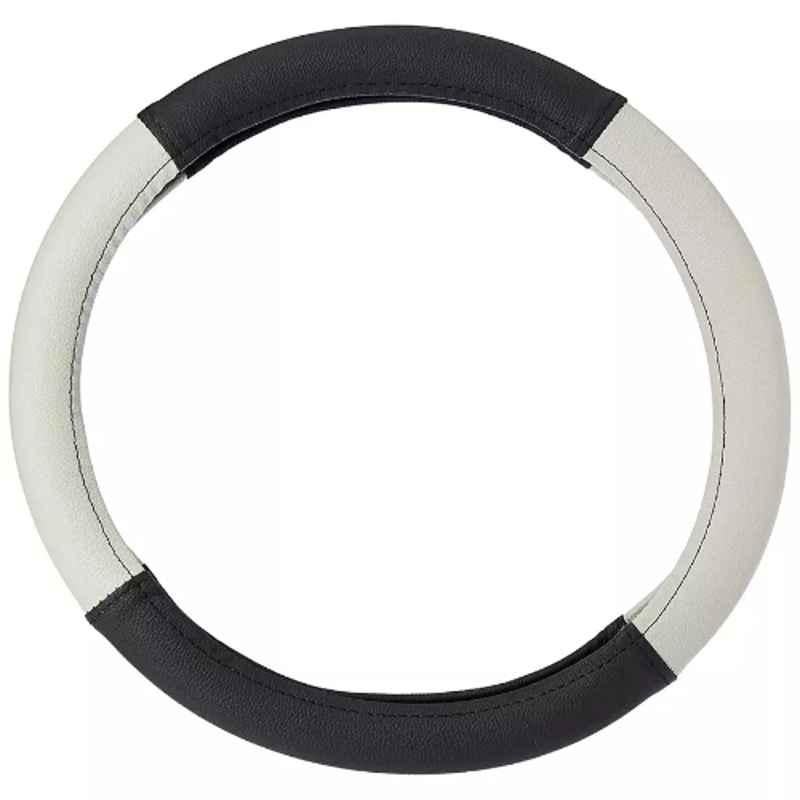 Edylinn 14.5-15.5 inch Faux Leather Black & Grey Medium Steering Wheel Cover for Honda I-VTEC