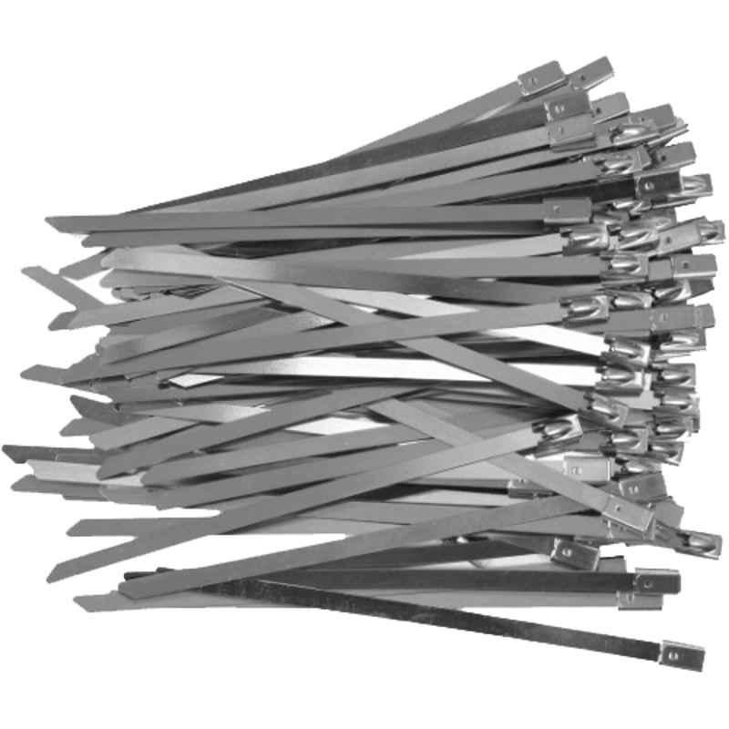 Yato 100 Pcs 4.6x600mm Chrome Stainless Steel Cable Tie Packet, YT-70569