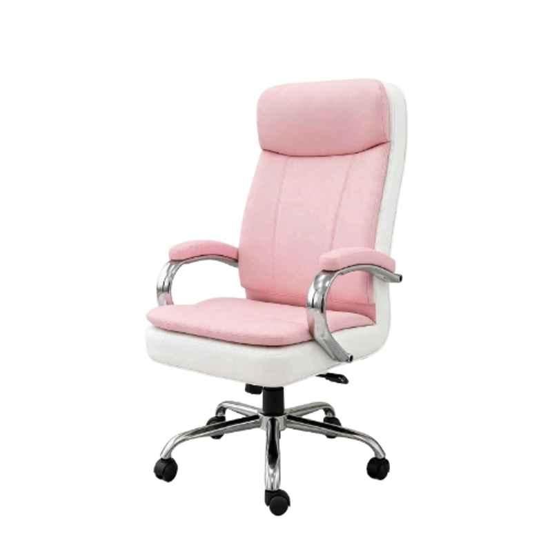 ZRF Leatherette Pink & White High Back Armrest Ergonomic Office Chair, ES800